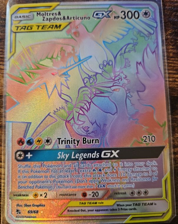 2019 Pokémon Hidden Fates #69/68 Moltres & Zapdos & Articuno GX — front