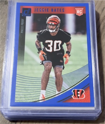 2018 Donruss #372 Jessie Bates Cincinnati Bengals Blue Press Proof — front