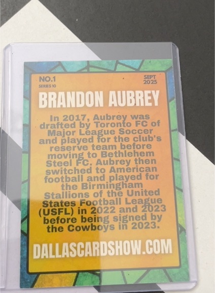 2025 Dallas Card Show No.1 Series 10 Brandon Aubrey — front