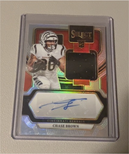2023 Panini Select #RSM-CBR Chase Brown Rookie Patch Auto — front