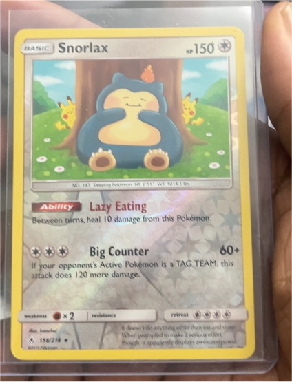 2019 Pokémon Sun & Moon Unbroken Bonds #158 Snorlax — front
