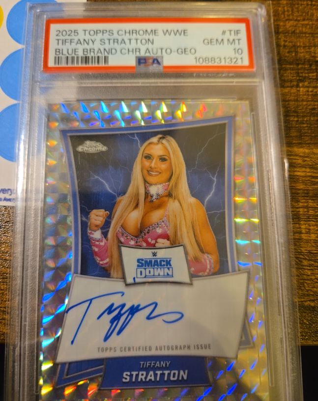 2025 Topps Chrome WWE #TIF Tiffany Stratton Blue Brand Chrome Auto — front