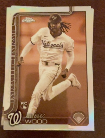 2025 Topps Chrome #132 James Wood Sepia Refractor Rookie — front
