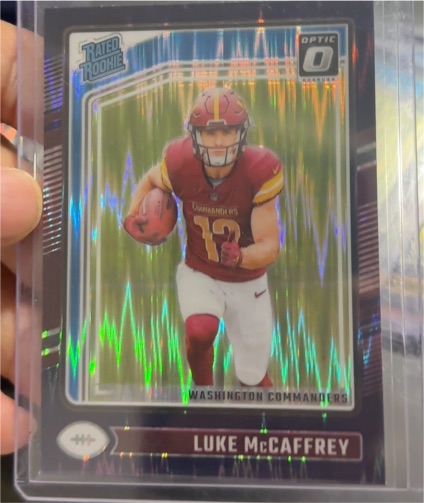 2024 Panini Donruss Optic #268 Luke McCaffrey Rated Rookie Purple Shock — front