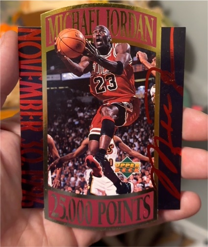 1997 Upper Deck Michael Jordan 25000 Points Die Cut Jumbo Card — front