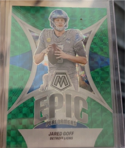 2024 Panini Mosaic #EP-JG Jared Goff Epic Performers Green Prizm — front
