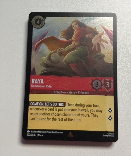 2024 Disney Lorcana Azurite Sea #107 Raya Kumandran Rider — front