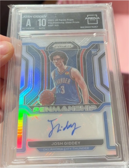 2021-22 Panini Prizm #MRP-JGD Josh Giddey Penmanship Silver Prizm RC Auto — front