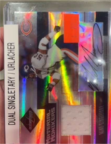 2004 Leaf Limited Material Monikers #MM-1 Mike Singletary / Brian Urlacher — front