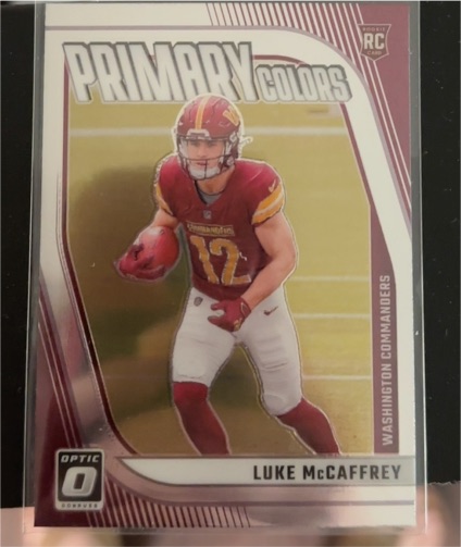2024 Panini Donruss Optic #15 Luke McCaffrey Rookie Primary Colors — front