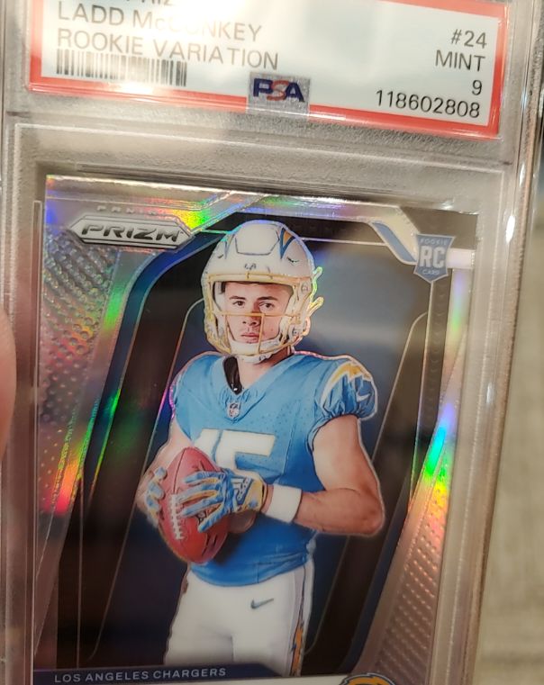2024 Panini Prizm #24 Ladd McConkey Silver Prizm Rookie Variation — front