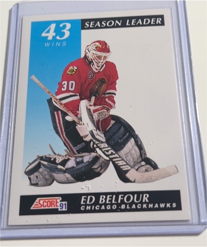 1991 Score #300 Ed Belfour Season Leader — front