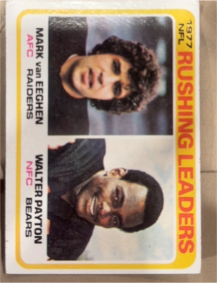 1978 Topps #333 NFL Rushing Leaders Mark van Eeghen / Walter Payton — front