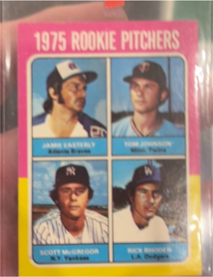1975 Topps #618 Rookie Pitchers Jamie Easterly/Tom Johnson/Scott McGregor/Rick Rhoden — front