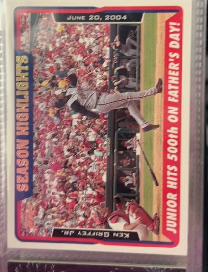 2005 Topps #335 Ken Griffey Jr. Junior Hits 500th On Father's Day! — front
