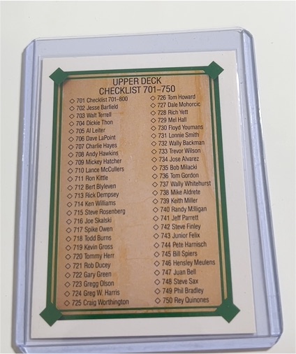 1989 Upper Deck #701 Checklist 701-800 — front