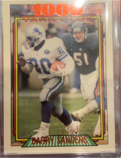1992 Topps 1000 Yard Club #2 Barry Sanders — front