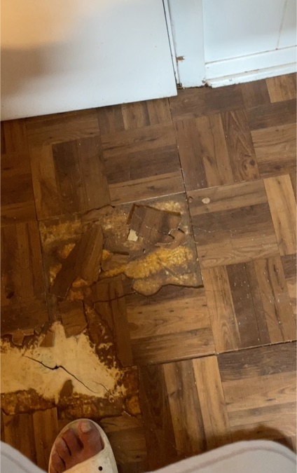 Damaged Wood Parquet Flooring — front