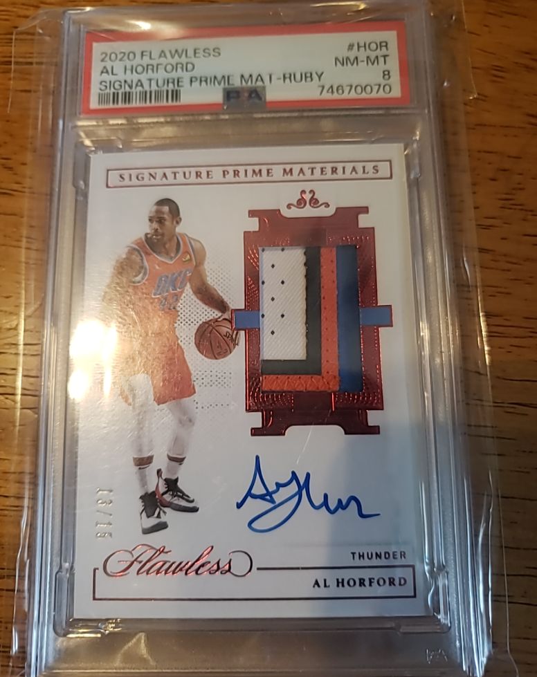 2020 Panini Flawless #HOR Al Horford Signature Prime Materials Ruby — front