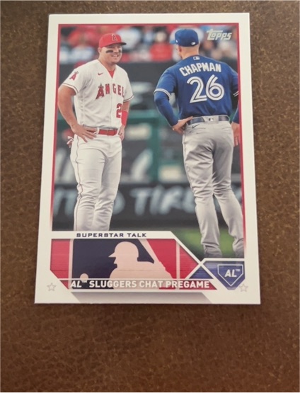 2023 Topps Update #US313 Superstar Talk Mike Trout / Matt Chapman — front