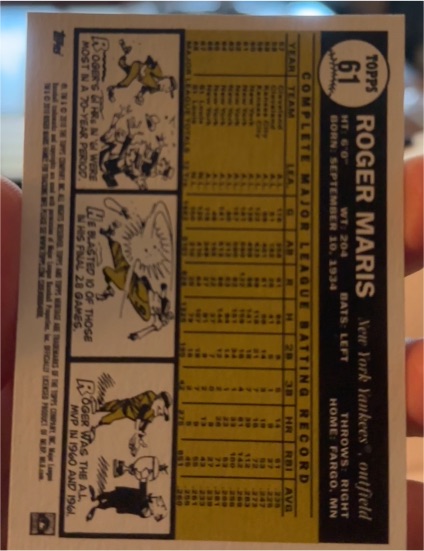1961 Topps #61 Roger Maris — front