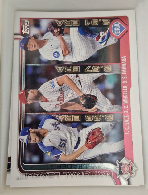2025 Topps #272 NL Leaders ERA Chris Sale / Zack Wheeler / Shota Imanaga — front