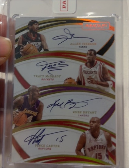 2015 Panini Immaculate Triple Autograph Allen Iverson / Tracy McGrady / Kobe Bryant / Vince Carter — front