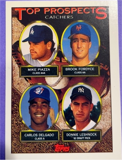 1993 Topps #701 Mike Piazza / Brook Fordyce / Carlos Delgado / Donnie Leshnock — front