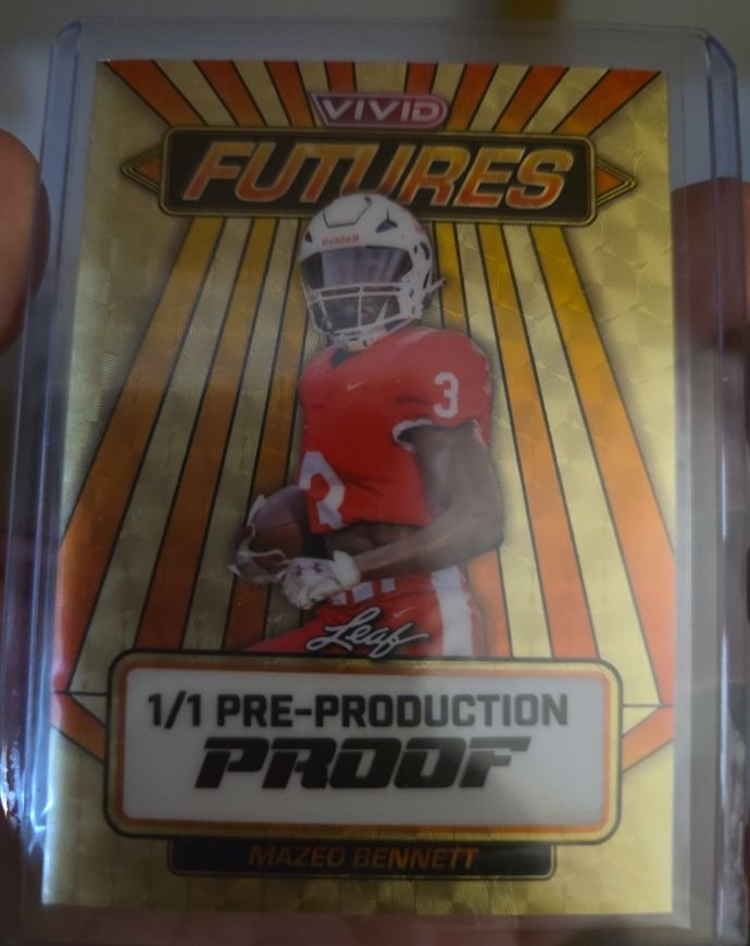 2024 Leaf Vivid Futures Mazeo Bennett 1/1 Pre-Production Proof — front