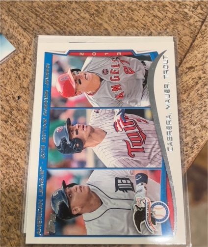 2014 Topps #103 Mike Trout / Miguel Cabrera / Joe Mauer League Leaders — front