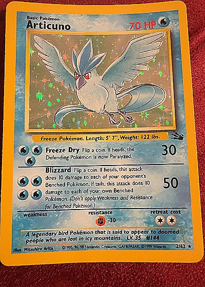 1999 Pokémon Fossil #17 Articuno — front