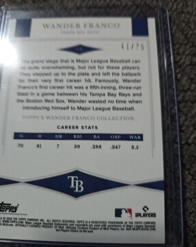 2022 Topps X Wander Franco #41/75 — front