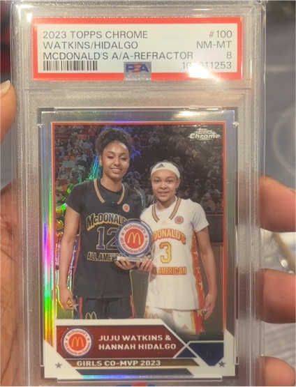 2023 Topps Chrome #100 Juju Watkins & Hannah Hidalgo McDonald's A/A Refractor — front