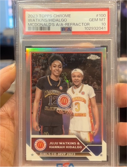 2023 Topps Chrome #100 Juju Watkins & Hannah Hidalgo McDonald's A/A Refractor — front