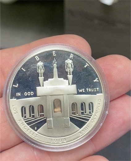 1984-S Los Angeles XXIII Olympiad Silver Dollar — front