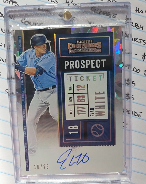 2020 Panini Contenders Prospect Ticket #PT-EW Evan White — front