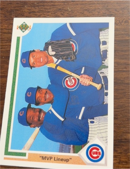 1991 Upper Deck #725 MVP Lineup Andre Dawson / George Bell / Ryne Sandberg — front