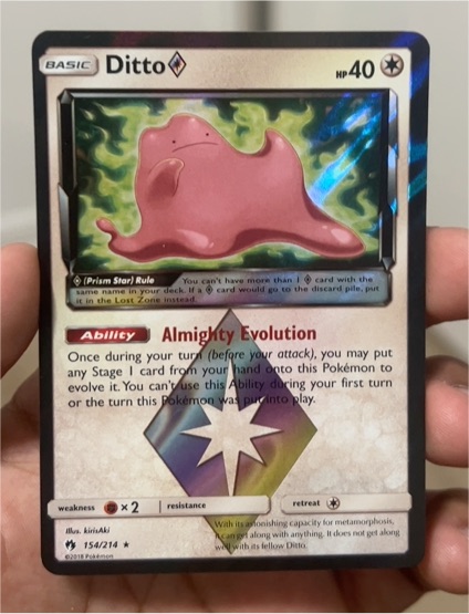 2018 Pokémon Sun & Moon Lost Thunder #154 Ditto Prism Star — front
