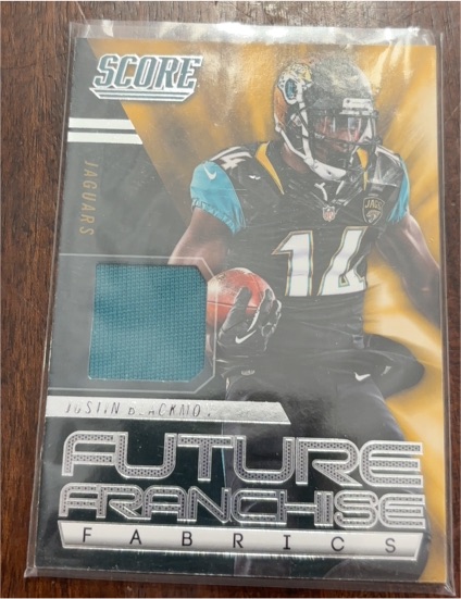 2014 Score Future Franchise Fabrics #FFFJB Justin Blackmon — front