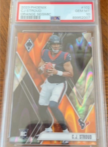 2023 Panini Phoenix #102 C.J. Stroud Orange Seismic Rookie Card — front