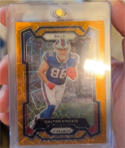 2023 Panini Prizm #RP-DK Dalton Kincaid Orange Pulsar Prizm Rookie Card — front