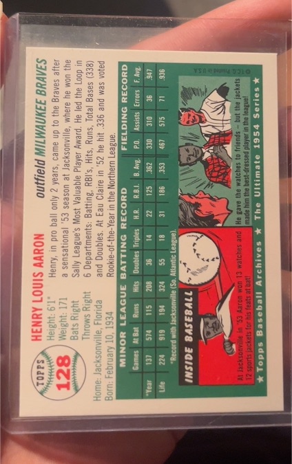 1954 Topps #128 Henry Louis Aaron — front