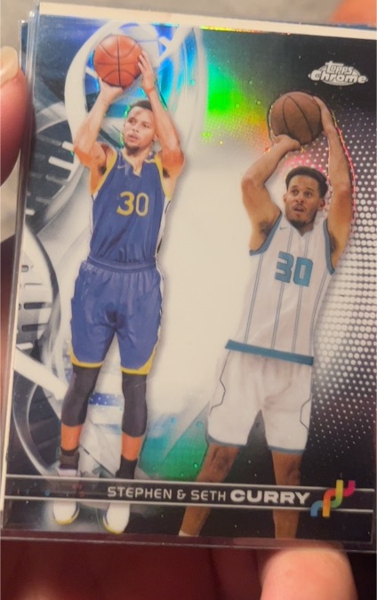 2023-24 Topps Chrome DNA #DNA-1 Stephen Curry & Seth Curry — front