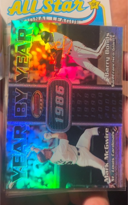 2000 Bowman's Best Year by Year #YY7 Mark McGwire/Barry Bonds — front