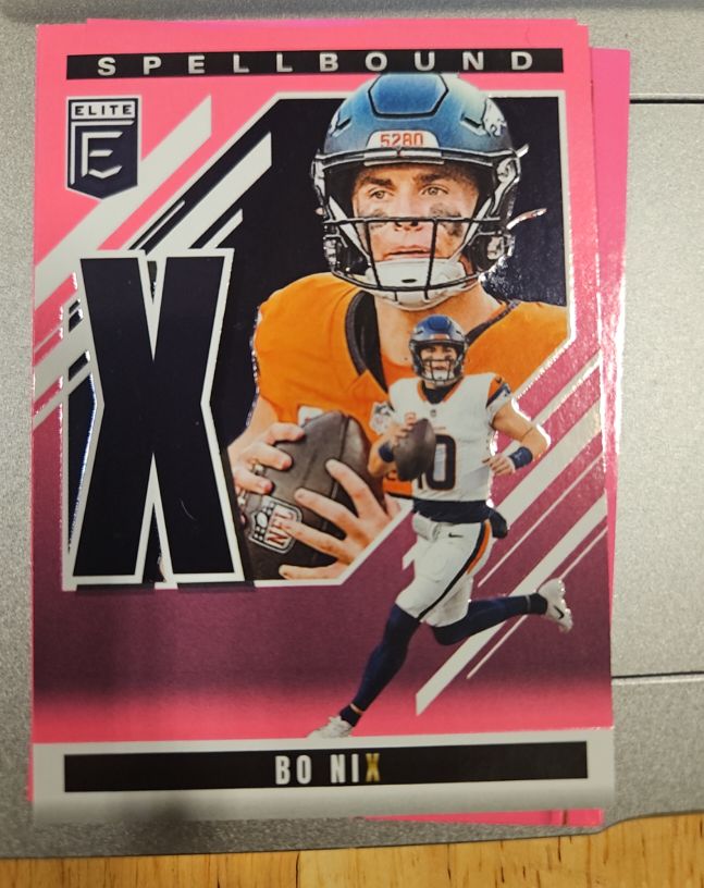 2025 Panini Donruss Elite #28 Bo Nix Spellbound X Pink — front