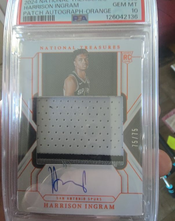 2024 Panini National Treasures Harrison Ingram Patch Autograph Orange #75/75 — front