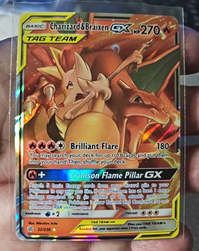 2019 Pokémon Sun & Moon Cosmic Eclipse #22 Charizard & Braixen GX — front