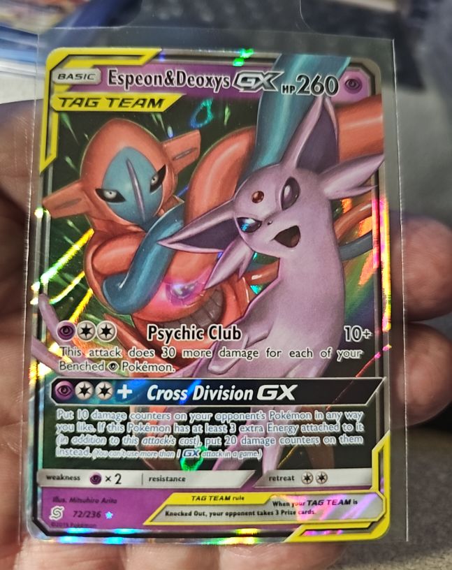 2019 Pokémon Unified Minds #72 Espeon & Deoxys GX — front