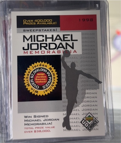 1998 Upper Deck UD Choice #SW1 Michael Jordan Memorabilia Sweepstakes — front