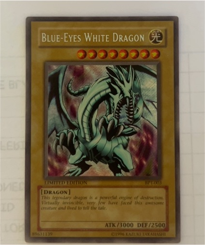 1996 Yu-Gi-Oh! #LOB-001 Blue-Eyes White Dragon — front